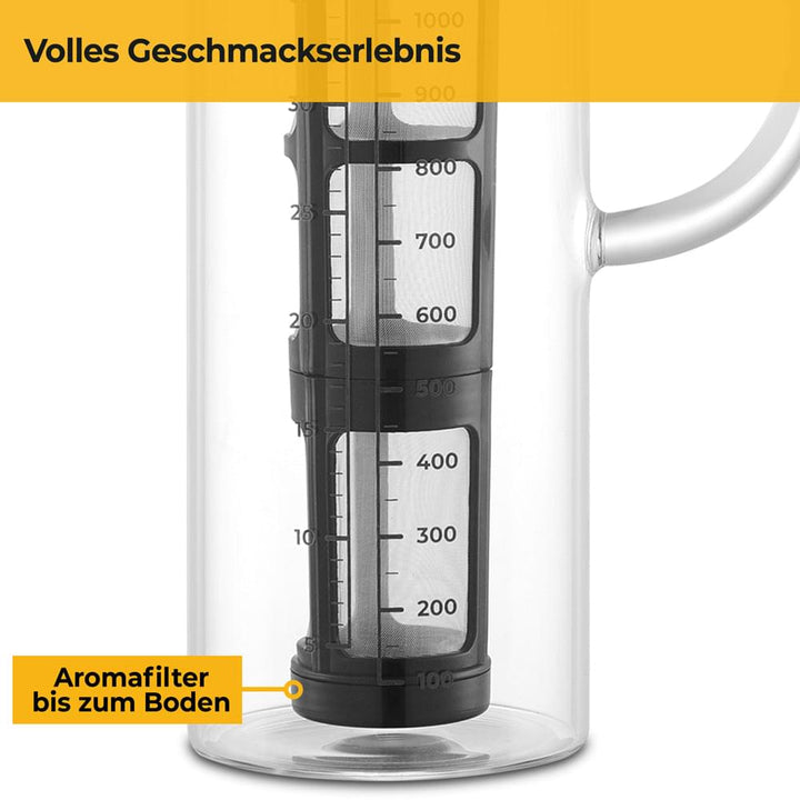 Cold Brew Kanne - Hitzebeständiges Glas - 1,3 Liter - auch für Tee