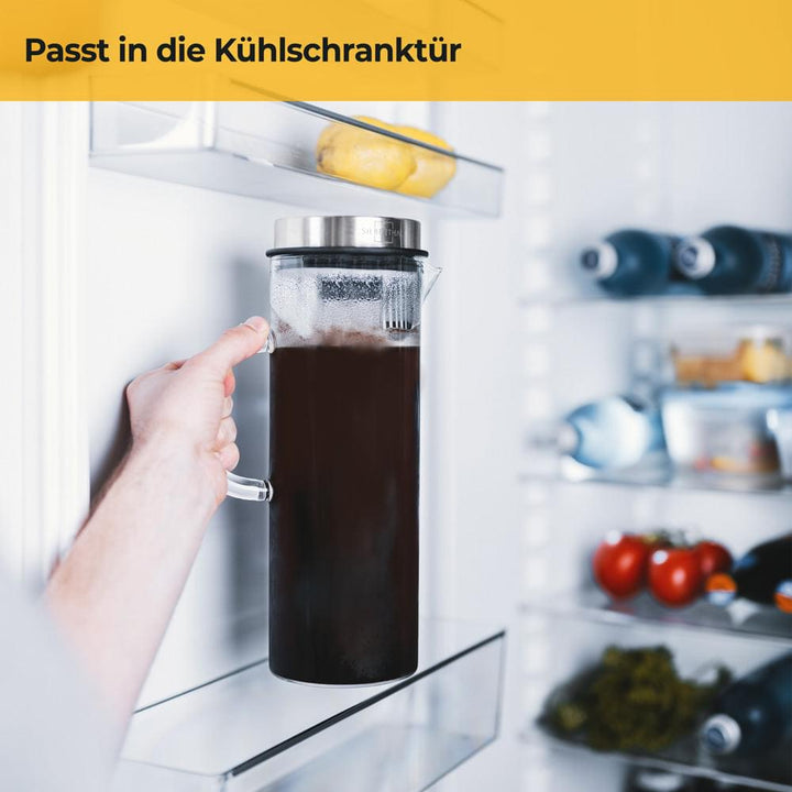 Cold Brew Kanne - Hitzebeständiges Glas - 1,3 Liter - auch für Tee