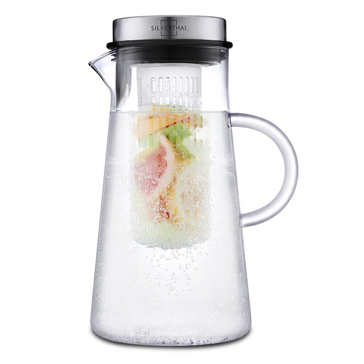 Glaskaraffe 2 Liter mit Deckel - Hitzebeständig - Fruchteinsatz - Spülmaschinenfest