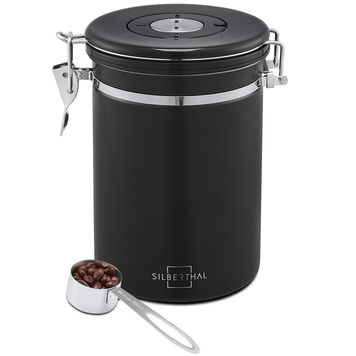Luftdichte Kaffeedose 500g aus Edelstahl mit Aromaventil für volles Aroma