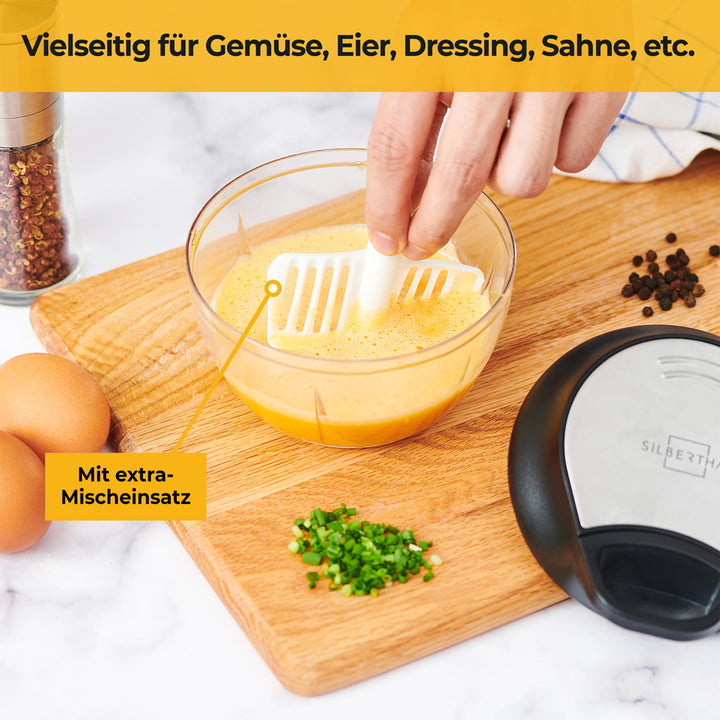 Manueller Zerkleinerer mit Seilzug - 3 Edelstahlklingen - 500 ml - Spülmaschinenfest