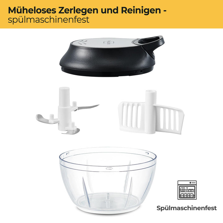 Manueller Zerkleinerer mit Seilzug - 3 Edelstahlklingen - 500 ml - Spülmaschinenfest