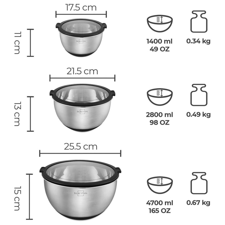 Meal Prep Set - Frischhaltedosen Set aus Glas - Edelstahlschüsseln mit Deckel