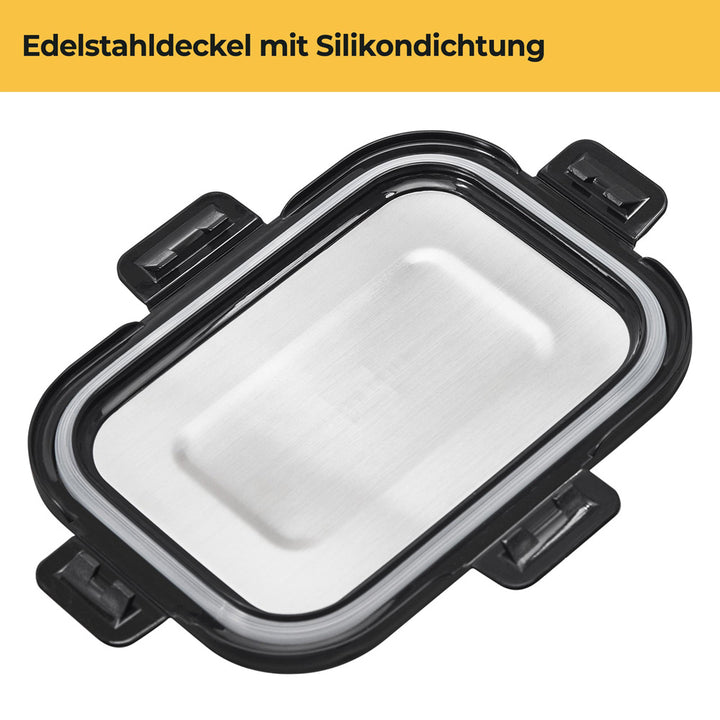 Frischhaltedosen Set aus Glas - Edelstahl Deckel - Stapelbar - Auslaufsicher