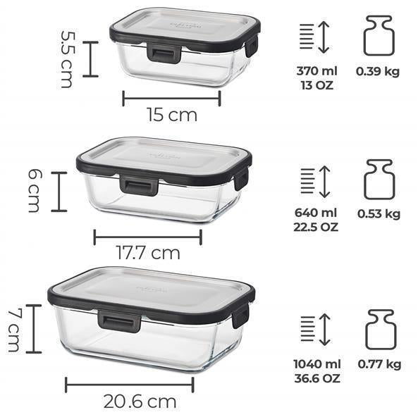 Meal Prep Set - Frischhaltedosen Set aus Glas - Edelstahlschüsseln mit Deckel