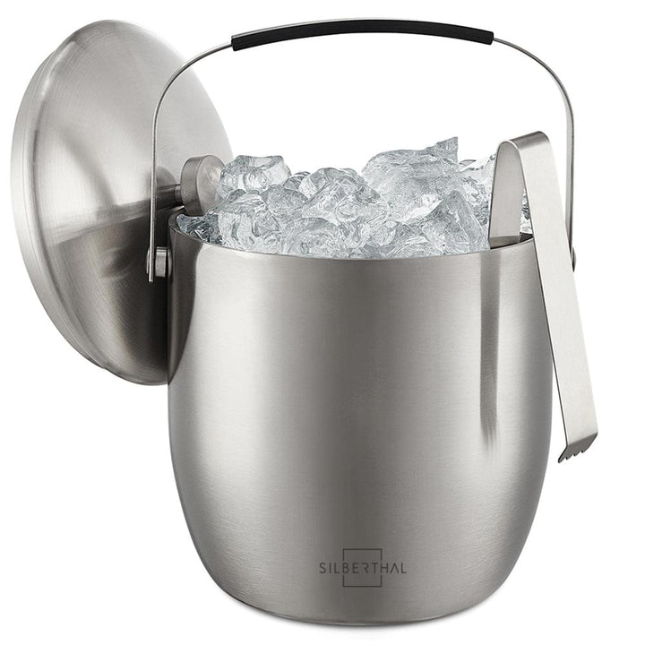 Eiswürfelbehälter mit Deckel - Edelstahl - Doppelwandig - mit Zange