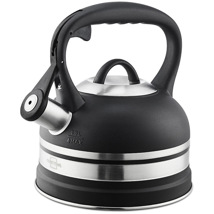 Wasserkessel -  alle Herdarten, auch Induktion - Edelstahl - 1,6 Liter - schwarz