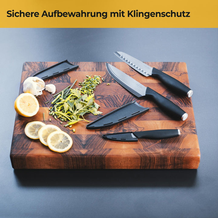 Keramik Küchenmesser Set - Schwarz - 3-teilig - Langanhaltende Schärfe