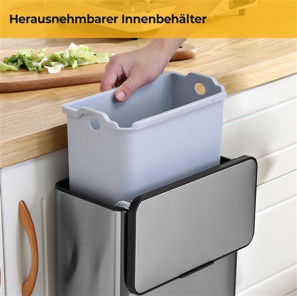 Bio Abfalleimer 5 Liter - Geruchsdicht - Edelstahl - mit Aktivkohlefilter und Deckel