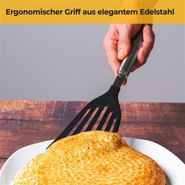 Flexibler Fischwender für Pfannen & Grill – Griff aus Edelstahl – mit Silikonrand