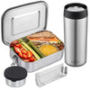 Brotdose aus Edelstahl mit Thermobecher 350 ml - Auslaufsicher – Plastikfrei - 1200ml
