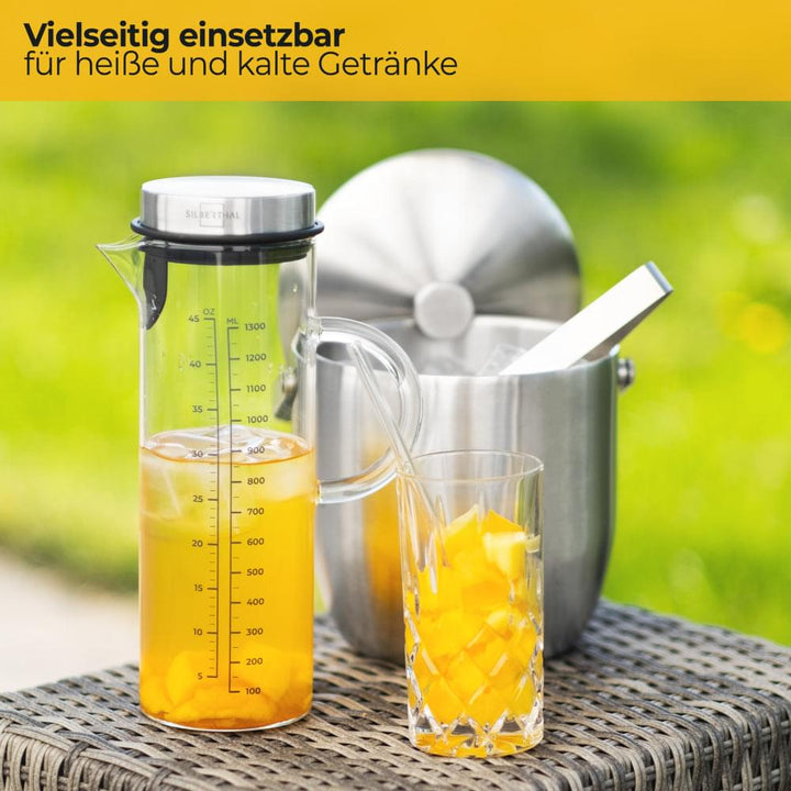 Cold Brew Kanne - Hitzebeständiges Glas - 1,3 Liter - auch für Tee